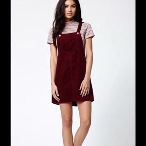 Kendall + Kylie Burgundy Corduroy Overall Dress